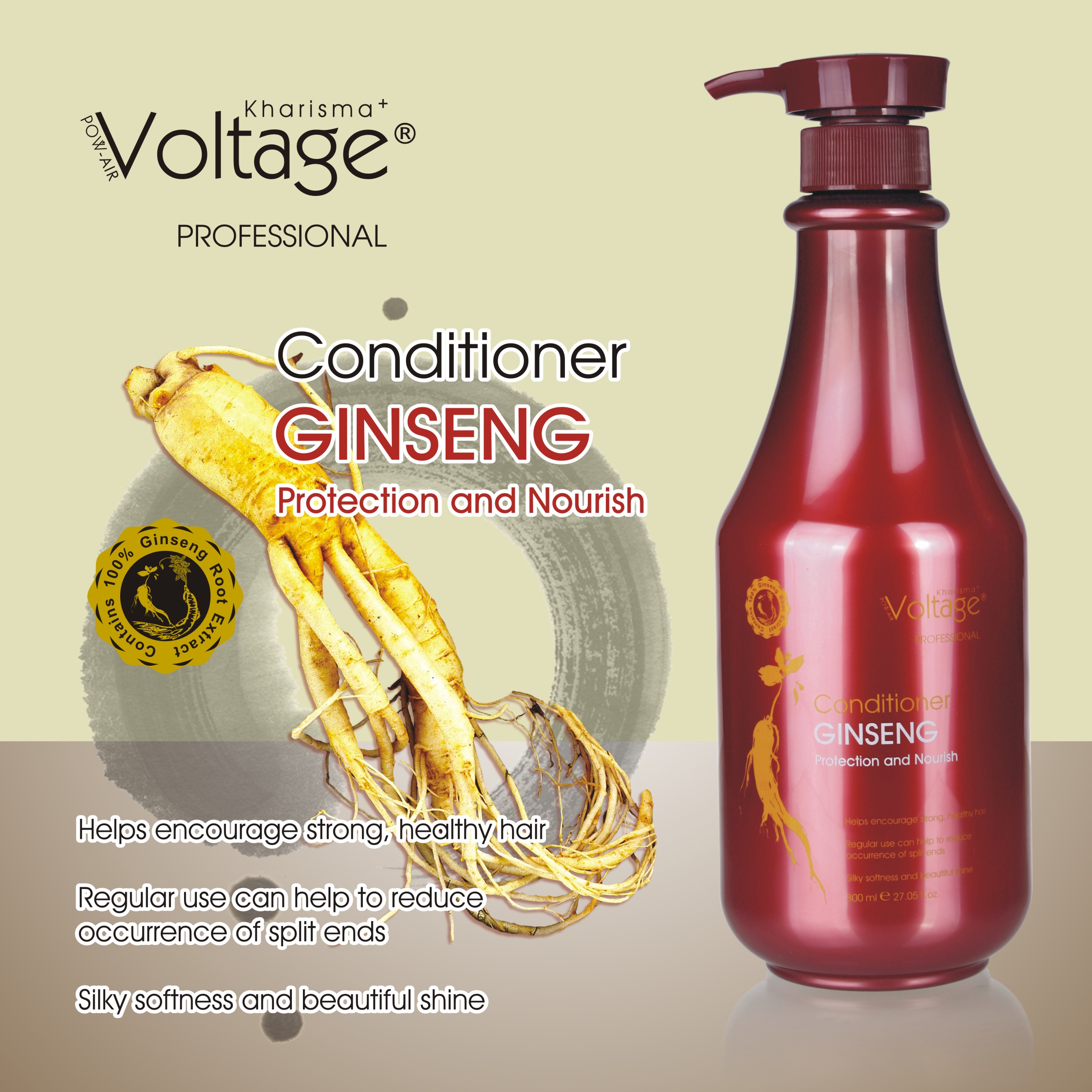 Kharisma Voltage Red Ginseng and Herbal Conditioner for Damaged Hair 800ML Promotes elasticity for scalp and makes it healthy