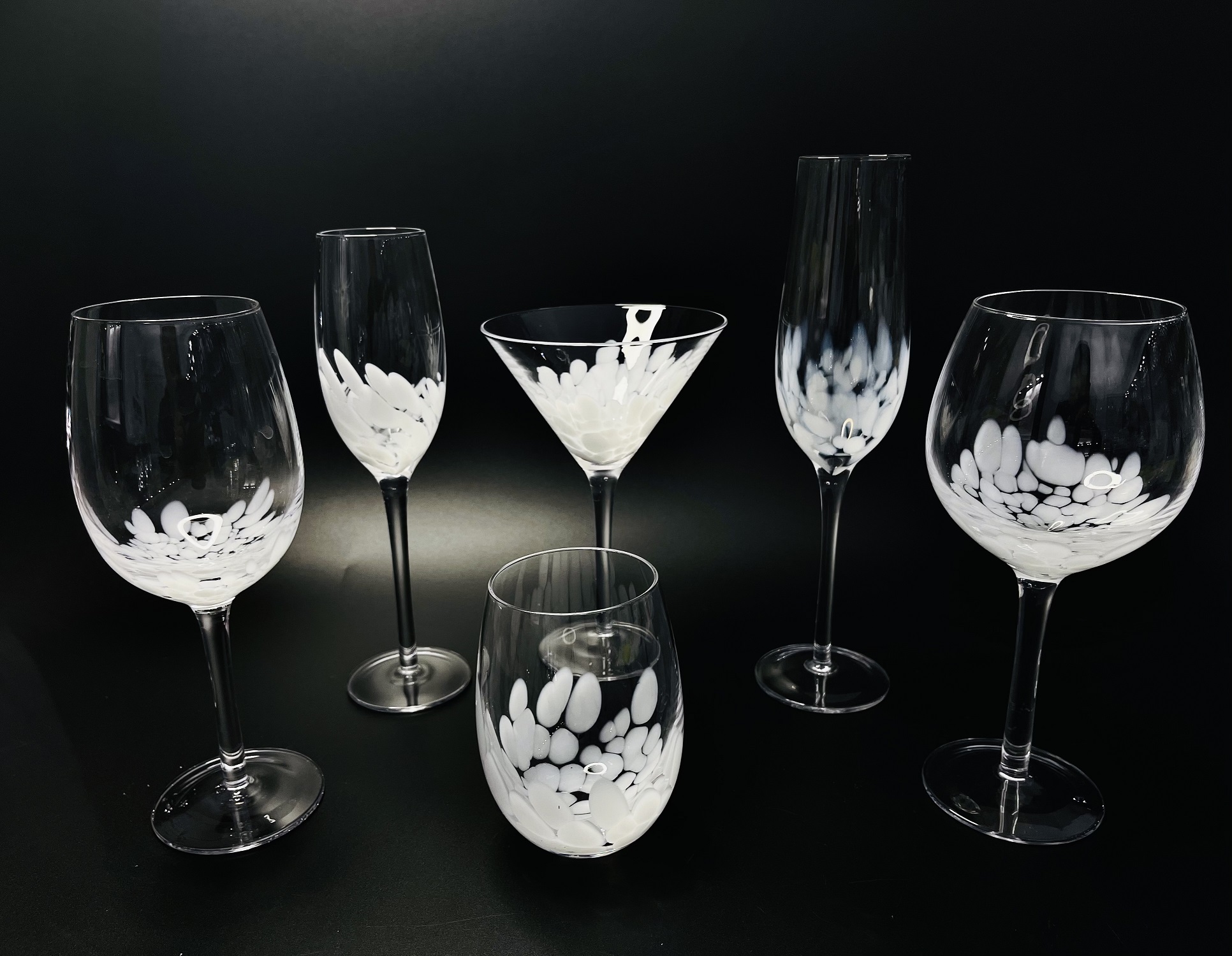 Wine glasses with milk dots