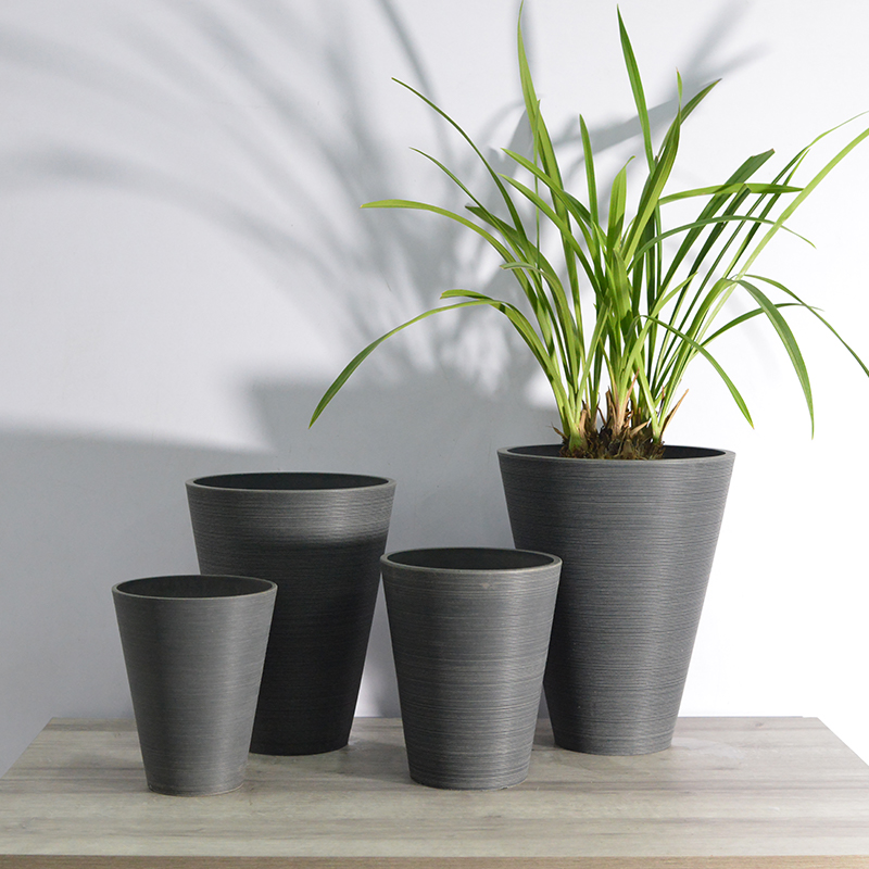 Greenship Wholesale outdoor indoor large big size pp resin plastic tree pot flower pots & planters black plastic pots for plants