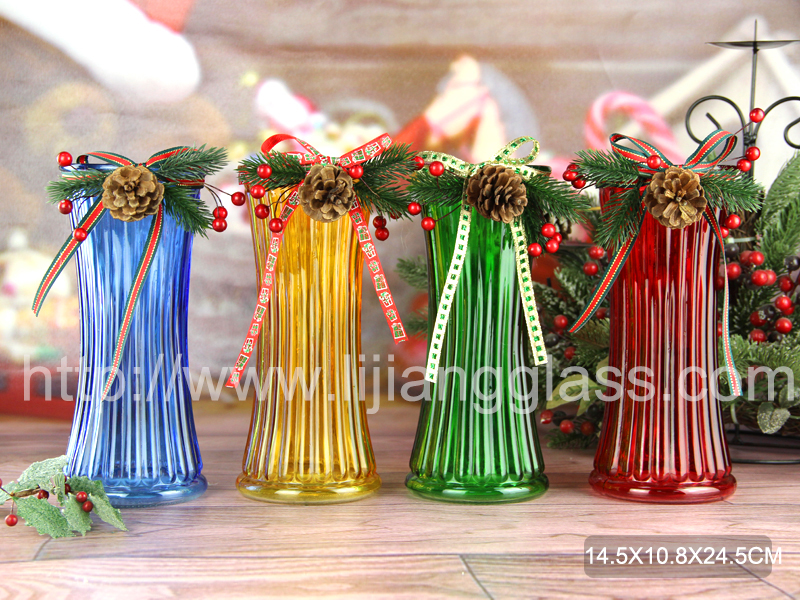 Christmas glass vase