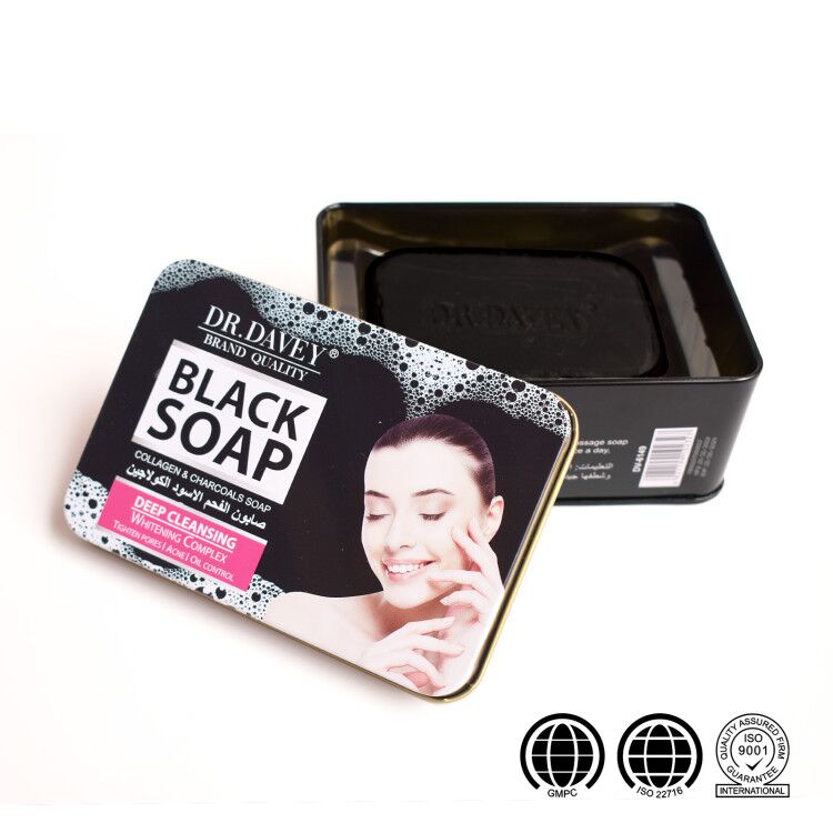 DR.DAVEY Collagen & Charcoals Soap Deep Cleansing Whitening Complex Tighten Pores Acne Oil Control