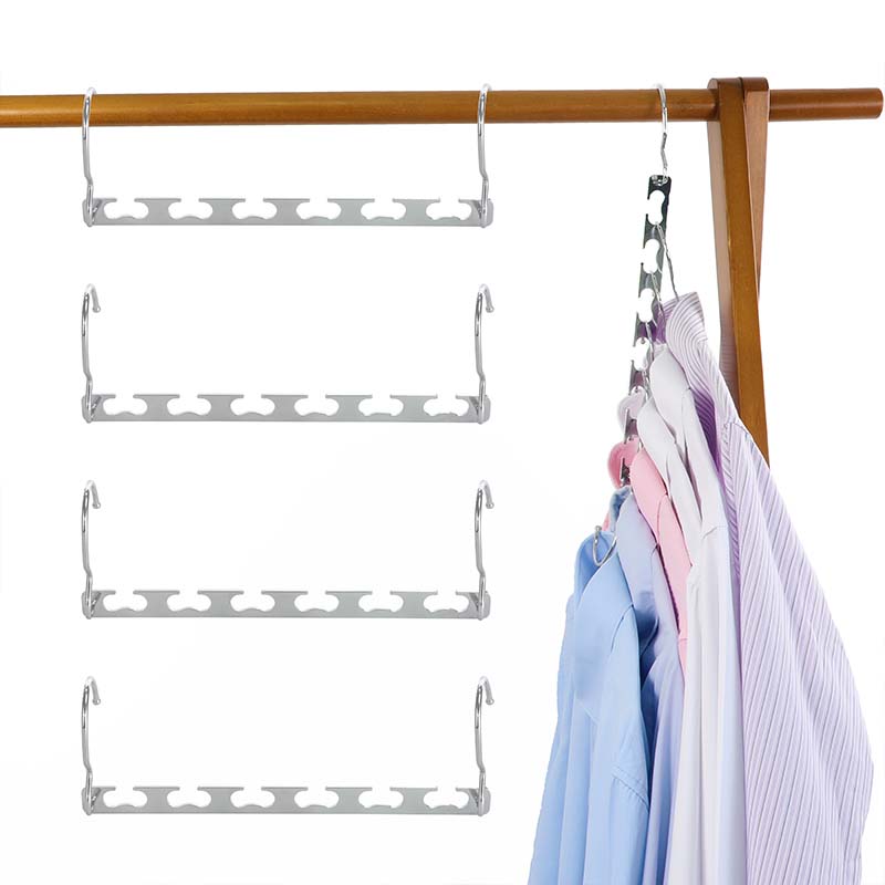Chrome Metal Space Saving Clothes Magic Hangers Cloth Organizer